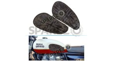 Customized Royal Enfield Interceptor 650cc Leather Knee Pad Pair Union Jack Rusty Grey D8